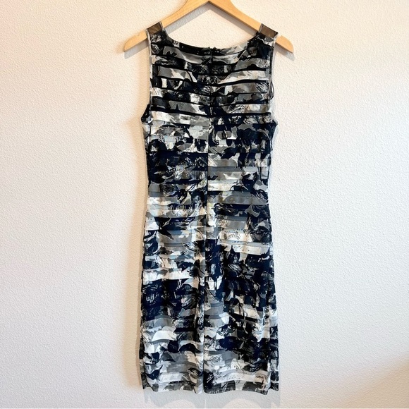 Adrianna Papell Women's Black Floral Sheath Knee Length Dress 8 Formal Party EUC - Picture 8 of 12